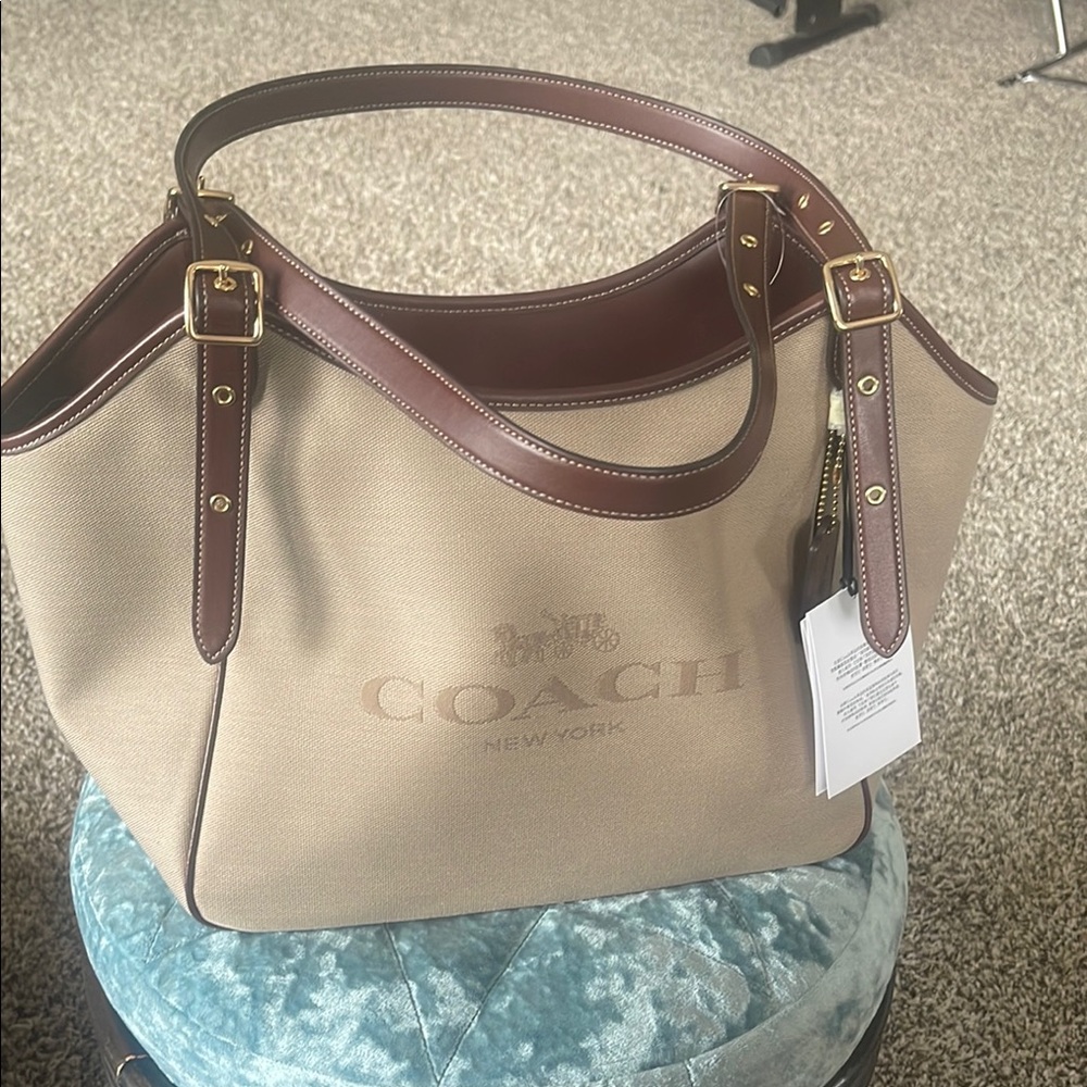 NWT Coach Beige and Brown Tote Bag